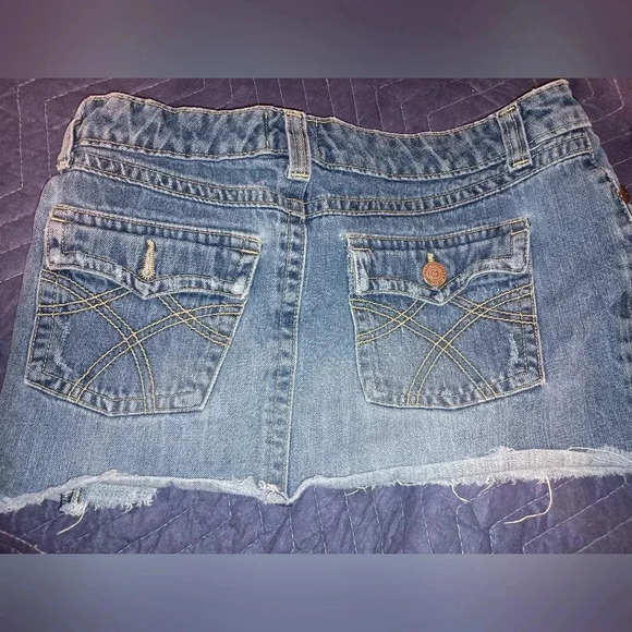 2/$30 AEROPOSTALE Vintage blue denim distressed Grunge Summer Mini skirt (#991) - Picture 4 of 6
